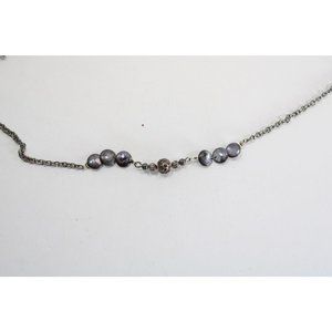 Une Ligne Necklace Strand 68 - 70 Inches France LONG 77394 Gray Silvertone